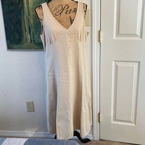 Lauren Jeans Co. Ralph Lauren cream denim v-neck sleeveless midi Spring dress 16